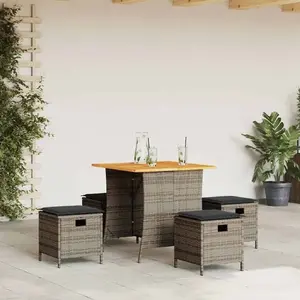 VidaXL āra mēbeļu komplekts 5 daļas ar spilveniem, pelēks PE rattan