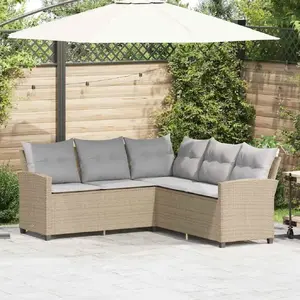 Corner sofa VidaXL model 365418 with cushions, beige rattan-style upholstery