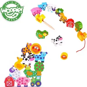 Деревянные бусы-для-нанизывания Woopie WOOPIE GREEN — Ферма, 13 шт.