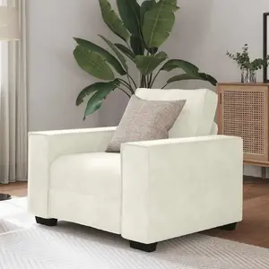 Sofa armchair VidaXL model 4105008, cream velvet upholstery, seat width 59 cm