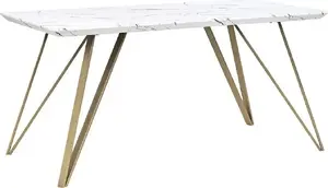 Стол обеденный Beliani MOLDEN 150 x 80 см эффект бело-золотого мрамора
