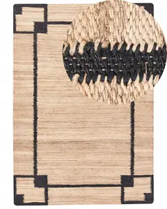 Ковер Beliani GONDIA 160 x 230 см черный/бежевый, джут