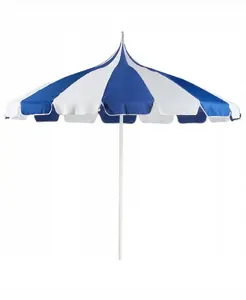 Dārza saulessargs Beliani MINOA Ø 245 cm zili‑balts — āra parasols