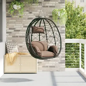 Hanging Egg Chair VidaXL Polyrattan — Brown (no stand) 42003847