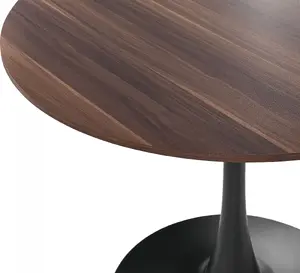 Dining table Beliani BOCA round 90 cm dark wood with black legs