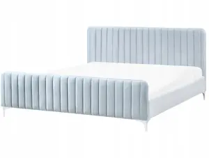 Кровать Beliani LUNAN 180 x 200 см велюр, голубая