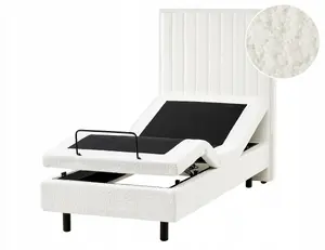 Регулируемая кровать Beliani CASTELLAN 80 x 200 см, ткань boucle, слоновая кость