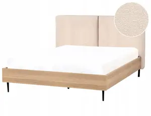 Кровать Beliani Limanton 140 x 200 см Обивка букле Бежевая