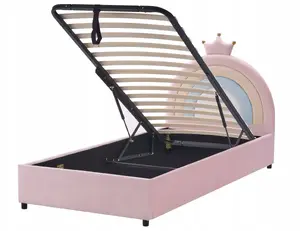 Детская кровать Beliani Korona Welur 90 x 200 см с местом для хранения, розовая