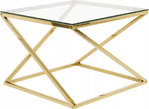 Coffee table Beliani BEVERLY — glass tabletop, gold frame