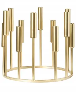 Candle Holder Beliani TRAFARIA Metal 26 cm Gold — decorative metal candlestick