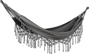 Hammock Beliani ROCCA cotton gray — single‑person outdoor/indoor hammock