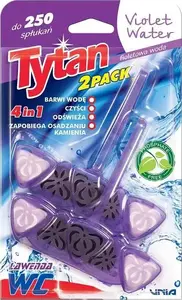 Toilet bowl block Tytan Violet 4-in-1, 2 x 40 g, WC cleaner and freshener