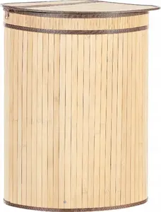 Bamboo Storage Basket with Lid Beliani BADULLA – Light Wood