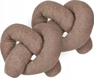 Decorative Pillow Pair Beliani 172 x 14 cm, Teddy Fabric, Brown