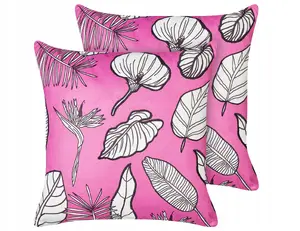 Decorative cushion set Beliani MALVA 2 pieces, velvet, 45 x 45 cm, pink floral pattern