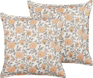 Decorative cotton cushions Beliani MEADIA 45 x 45 cm set of 2 multicolour floral