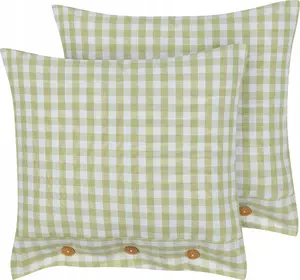Декоративные подушки пара Beliani TALYA 45 x 45 см оливково‑белая клетка