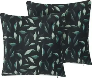 Декоративные велюровые подушки Beliani TOADFLAX 45 x 45 см зелёно‑чёрные, 2 шт.