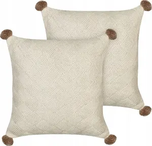 Комплект из 2 подушек Beliani OBERONIA, хлопок, бежевый, 45 x 45 см