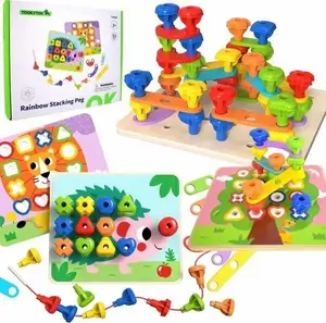 Multifunctional Activity Board by Tooky Toy — Colorful Screws and Shape-Learning Set