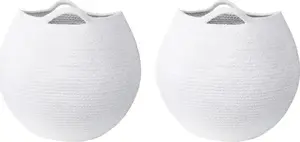 Laundry baskets set Beliani PANJGUR — 2 white cotton baskets