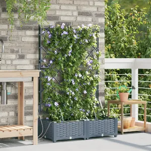 Flower pots VidaXL model 42002896 set of 2 with self-watering system, light gray