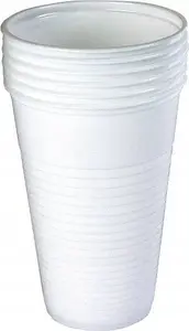 Vienreizlietojami plastmasas krūzes Lumarko 200 ml baltas, 100 gab. iepakojums — aukstiem dzērieniem