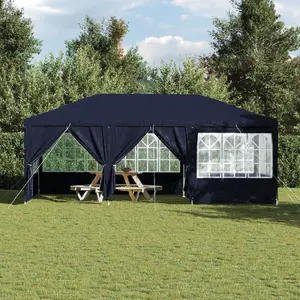Party Tent VidaXL 6x4 m Blue with 10 Sidewalls PE