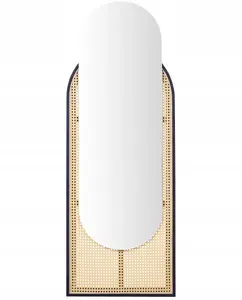 Wall mirror Beliani NEVERS 53 x 143 cm rattan frame light