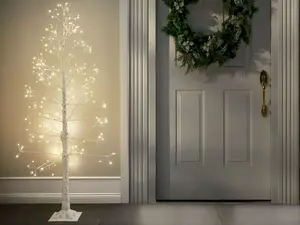 Outdoor LED decorative tree Beliani BALINI 180 cm white with lights