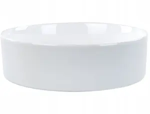 Countertop ceramic washbasin Beliani TEBAR, round Ø 40 cm, white