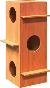 Домик для кошки VidaXL модель 859300, массив сосны, вощеный коричневый, 43×43×90 см