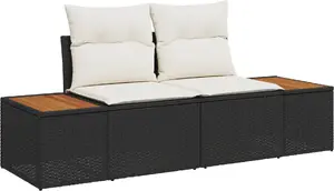 Āra dīvānu komplekts VidaXL 6 daļas ar spilveniem no melna polirattana