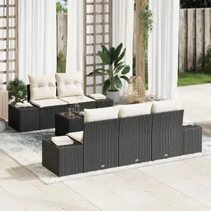 Outdoor sofa set VidaXL model 3346937 in black poly rattan with cushions