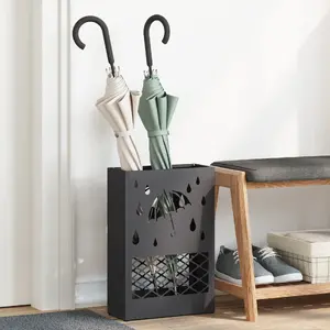 Подставка для зонтов VidaXL 868518 чёрная металлическая средняя