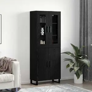 Высокий шкаф VidaXL 69,5×34×90 см, отделка черный дуб, древесноволокнистый материал