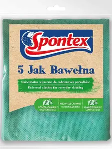 Tīrīšanas lupatu komplekts Spontex Ścierka Jak Bawełna Eco 5 gab. — atkārtoti lietojamas mājsaimniecības lupatas
