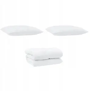 Duvet with Pillow Set VidaXL 3 pcs White 200 x 200 cm Microfiber