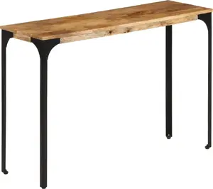 Console table VidaXL 110x35x76 cm, mango wood tabletop with iron frame, brown