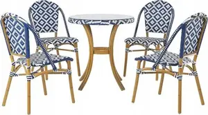Outdoor dining set Beliani Rifreddo — table and 4 chairs, blue-white pattern