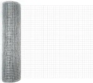Сварная проволочная ограда с 5 U-стойками, VidaXL 0,6 x 10 м, серебристая сталь