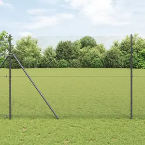 Ограждение VidaXL Hexagon серое 1,6 x 10 м оцинкованная сталь с 7 стальными столбами Ø 32 мм 210 см