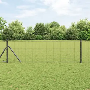 Fence panels VidaXL Euro with 13 posts 0.4 x 25 m galvanized steel gray