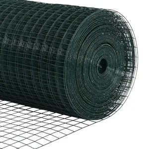 Metināts stiepļu žogs ar 13 stabiņiem VidaXL 0,6 x 25 m zaļš tērauda