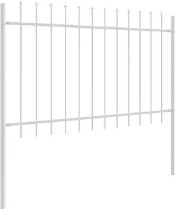 Забор VidaXL с наконечниками в форме шипа, белый, 3,4 x 1,2 м, сталь