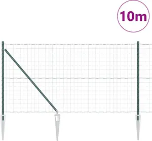 Комплект забора VidaXL Euro, металл, зелёный, 2 шт., общие размеры 10 x 1,2 м