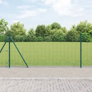 Metal garden fence posts set VidaXL, green, pack of 2