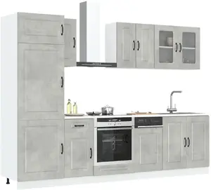 Kitchen cabinet set VidaXL Kalmar 8-piece in concrete grey — modular wall and base units