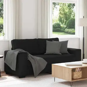 Dīvāns divvietīgs VidaXL 140 cm, melns, auduma apdare, modelis 4105168